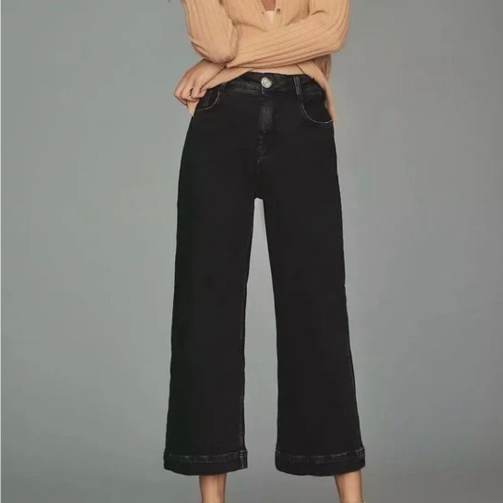 Pilcro Skipper High-Rise Crop Wide-Leg Black Denim Jeans Women’s Sz 31 Boho